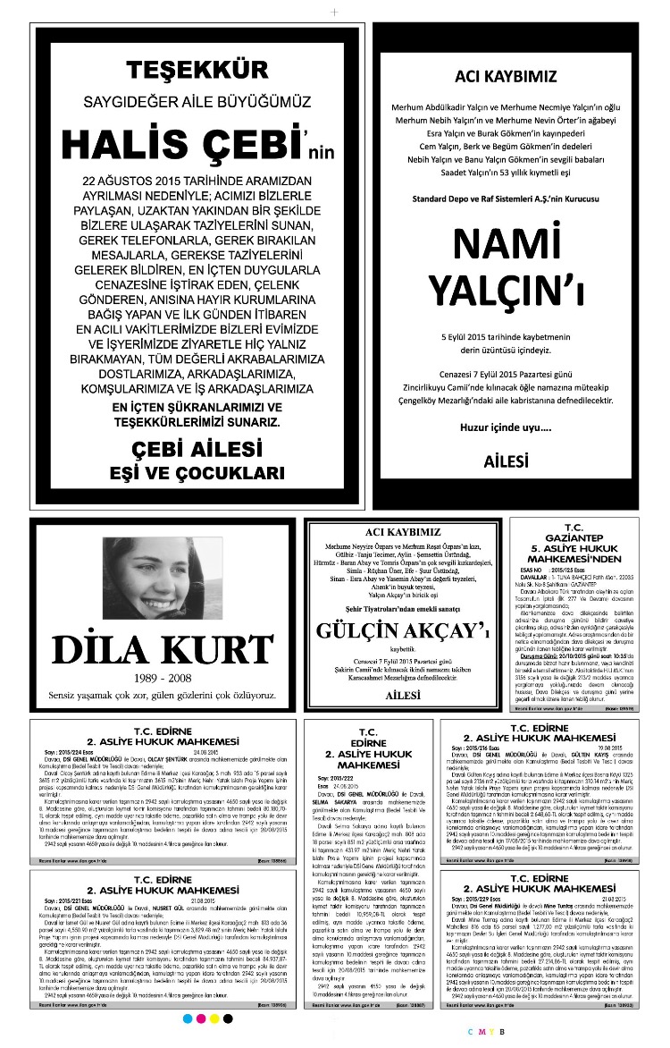 07 Eylül 2015 Vefat İlanı